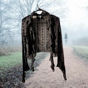 Fashion Nova Black Ruffled Cardigan